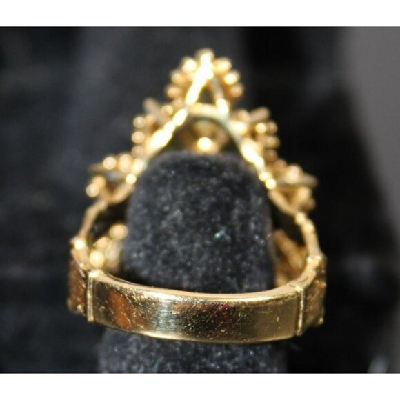 Vtg .925 Sterling Silver Green Crystal Vermeil Cocktail Ring W/Branching Detail - Picture 4 of 6